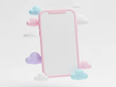 Havada duran, ekranı boş pastel telefon
