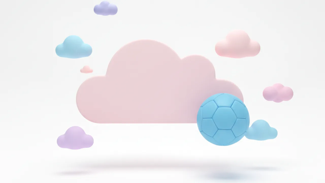 Pastel pembe bulut şeridi ve gök mavisi futbol topu